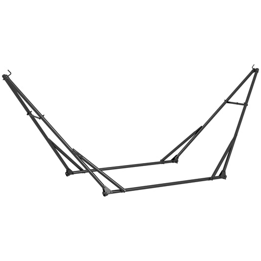2-in-1 Foldable Hammock Stand | Hammock Net & Chair Stand | Powder-Coated Steel | 120kg Capacity | Carry Bag Included | Indoor & Outdoor | 263 x 89 x 100cm | Black