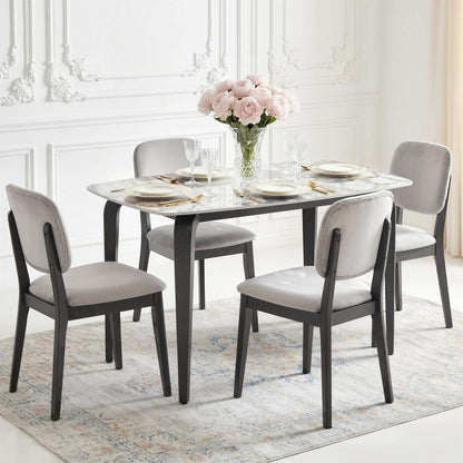 Sintered Stone Dining Table | 4 Seater | 130x70x75cm | Heat & Scratch Resistant | Stain-Resistant | Metal Legs | Adjustable Feet | White