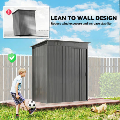 Galvanised Steel Garden Storage Shed | Aluminium Slot-Base Easy Assembly | 50% Fewer Screws | Sliding Door | Integrated Vents | 50kg/m² Snow Load | 159x106x181cm | 1.37m² | Light Grey