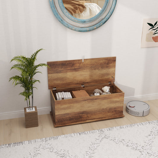 113L Storage Chest, Storage Box with Flip-Top Lid and 2 Safety Hinges, Storage Trunk for Living Room, Entryway, 100 x 40 x 40 cm