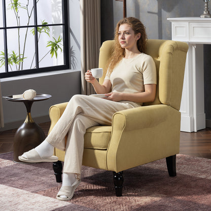 Wingback Accent Chair, Retro Vintage Style Upholstered Button Tufted Occasional Chair for Living Room and Bedroom