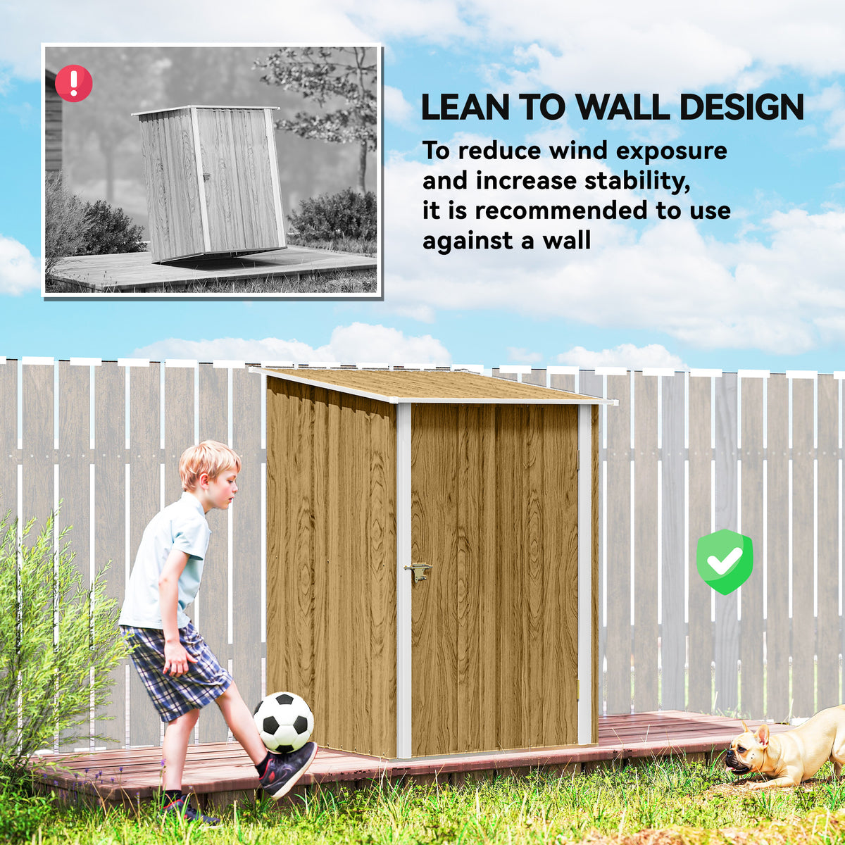Lean-To Garden Shed | Galvanised Steel Outdoor Storage 1.0 x 1.03m with Sloped Roof