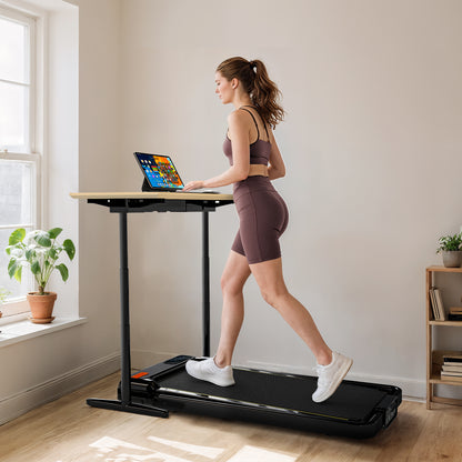 Folding Walking Treadmill | Under-Desk Walking Pad | Manual Incline | 2.0HP | 1-6km/h | LED Display & Remote | Black