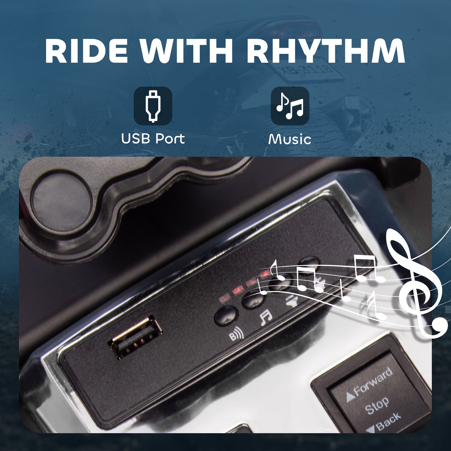 12V Kids Electric Ride On Car with 3 Wheeler, MP3 Player, Horn, 2 Speeds, LED Lights for Boys & Girls Ages 3-8