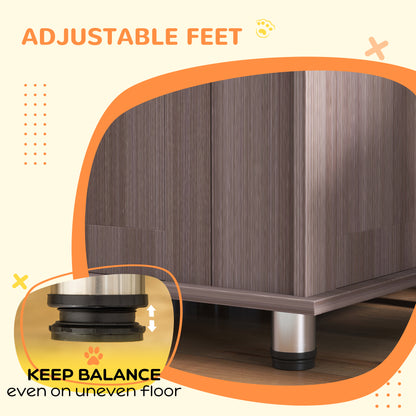 Dog Crate Furniture Side Table | Magnetic Door & Bolt | Elevated Base | Steel Bar Ventilation | Medium & Large Dogs up to 40kg | 95 x 55 x 75cm | Purple