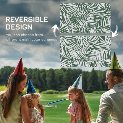 Reversible Outdoor Rug | Waterproof | UV-Resistant Polypropylene 310g | Green Leaves Design | Foldable | 152x243cm | Green & White | Patio Garden Camping Beach RV Campervan