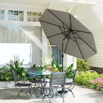 Outsunny 2.7M Garden Parasol Umbrella with Tilt and Crank, Outdoor Sun Parasol Sunshade Shelter with Aluminium Frame, Light Grey