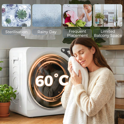 Compact Vented Tumble Dryer | 5kg | 1000W | 5 Drying Modes | Stainless Steel Drum | Stackable | 54dB | White