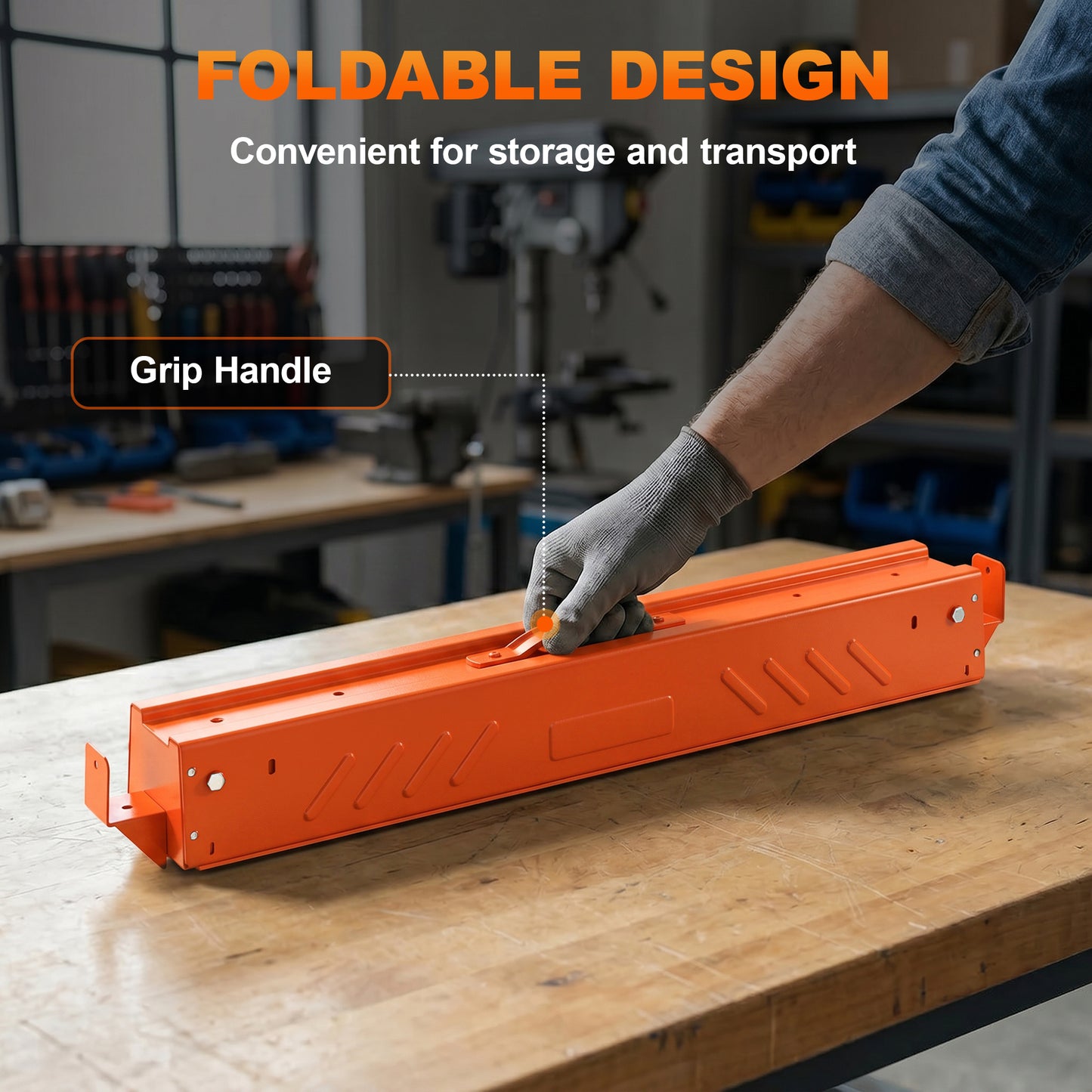 Folding Sawhorses Twin Pack | Height Adjustable 71–85.5cm | 500kg Capacity | 2x4 Bracket | Orange