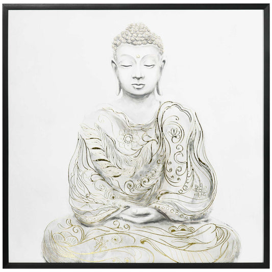 Canvas Wall Art Gold Textured Buddha Sit in Meditation, Wall Pictures for Living Room Bedroom Decor, 83 x 83 cm