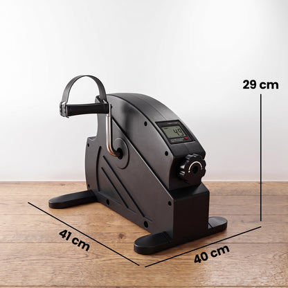SPORTNOW Mini Pedal Exercise Bike | Black | 41x40x29cm | Stepless Resistance | LCD Display | 4-Level Pedal Straps | Carry Handle | Leg & Arm Use | 120kg | CE Certified | Home Workout