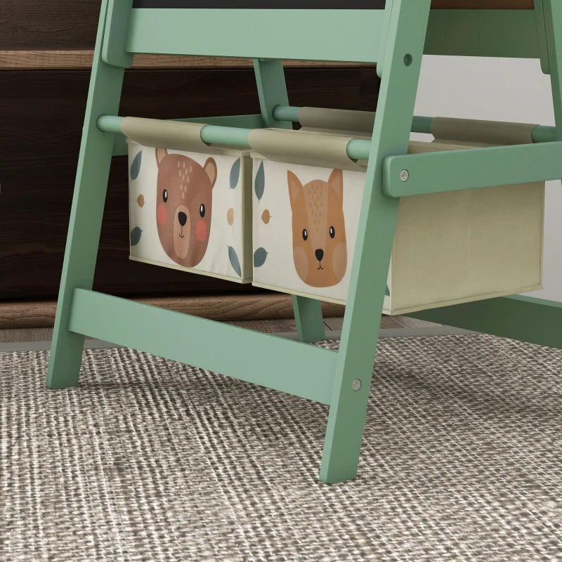 Kids Table and Chair Set And Kids Easel With Paper Roll, Storage Baskets, Kids Activity Furniture Set