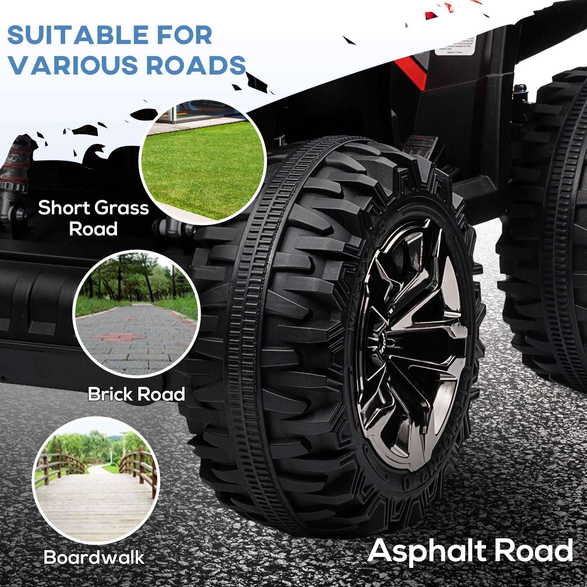 12V Quad Bike ATV with LED Lights, Music, Backrest, Forward, Backward