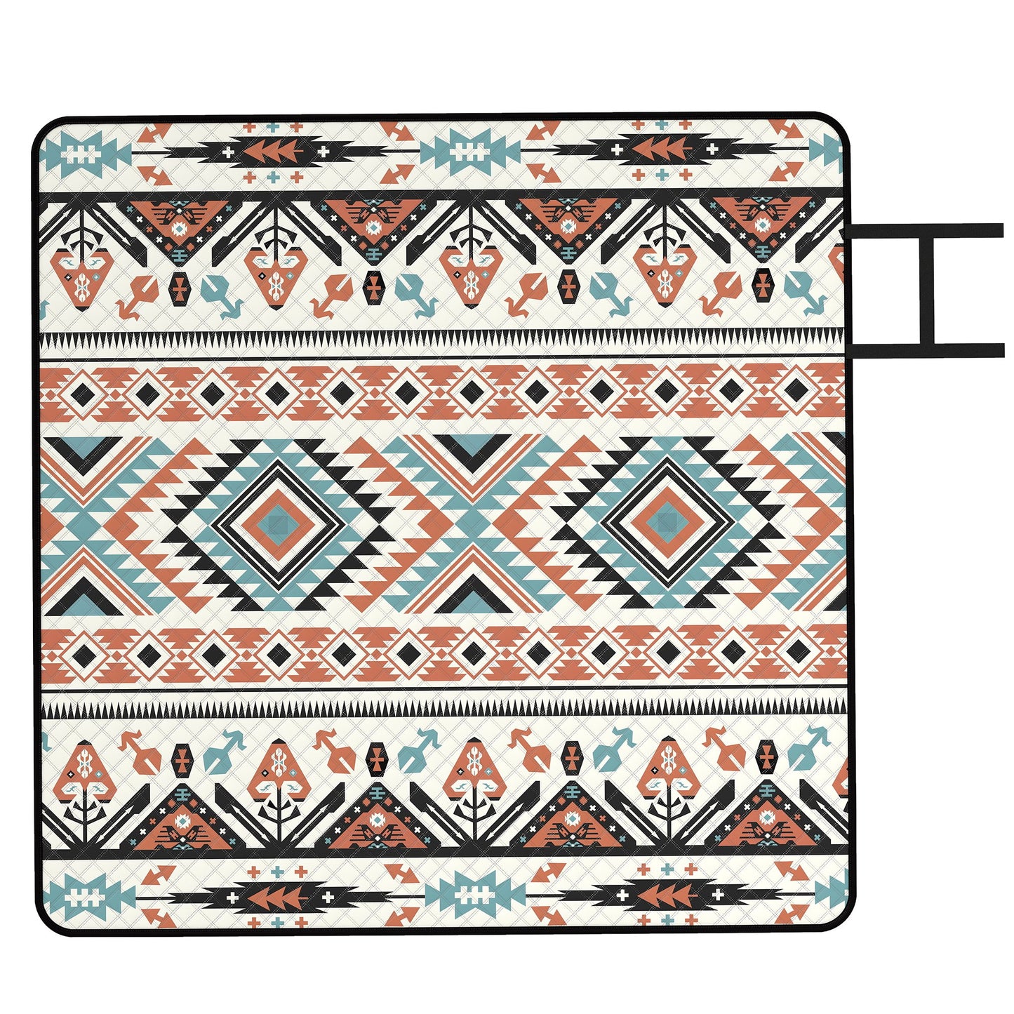 200x200cm Picnic Blanket & Beach Mat | Water-Repellent Oxford Base | 1cm Padding | Integrated Strap | 3-4 People | Mix-Colour