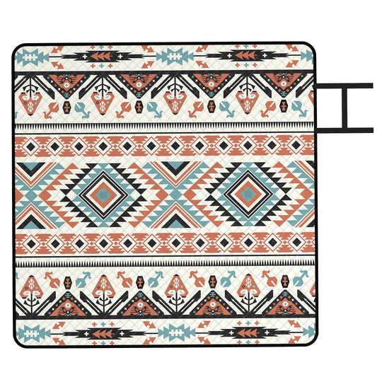 200x200cm Picnic Blanket & Beach Mat | Water-Repellent Oxford Base | 1cm Padding | Integrated Strap | 3-4 People | Mix-Colour
