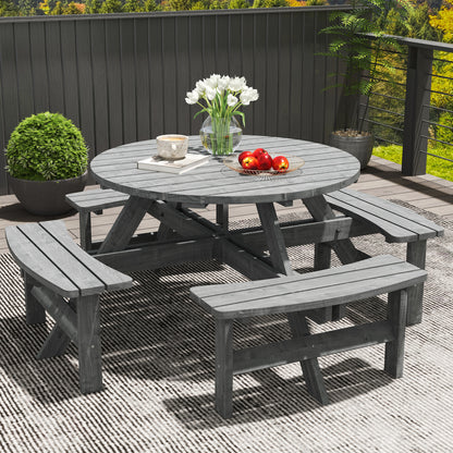 Outsunny 8-Seater Wooden Picnic Bench Set - Fir Wood