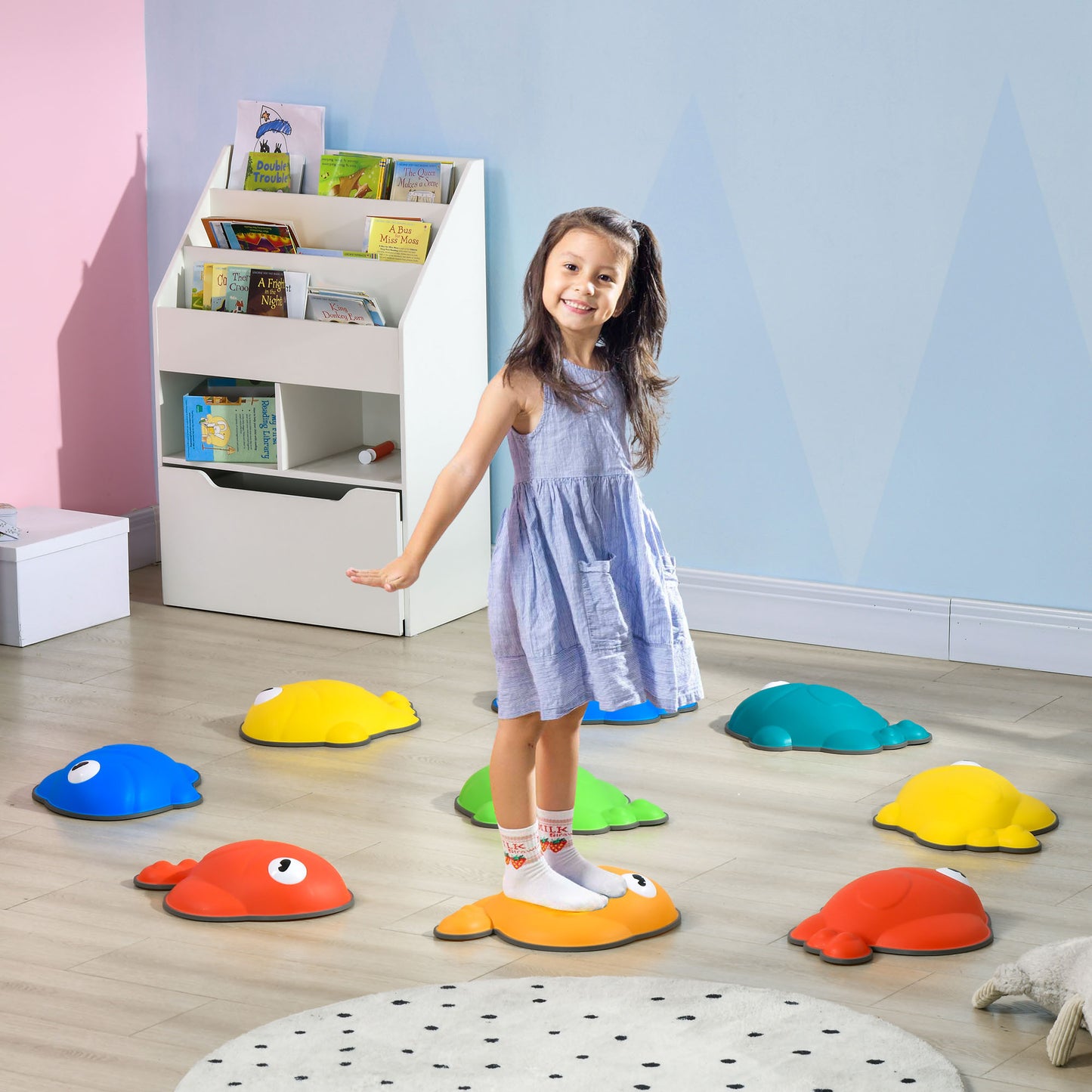 AIYAPLAY 9 Piece Balance Stepping Stones Kids for Sensory with Non-slip Edge, Stackable Outdoor Indoor Obstacle Course