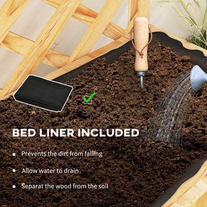 Fir Wood Planter with Tall Trellis Roof & Upper Shelf | 52L | 70x24cm Planting Area | Fabric Liner & Drainage Holes | 50kg | 76x33x177cm | Climbing Plants | Natural Wood Finish