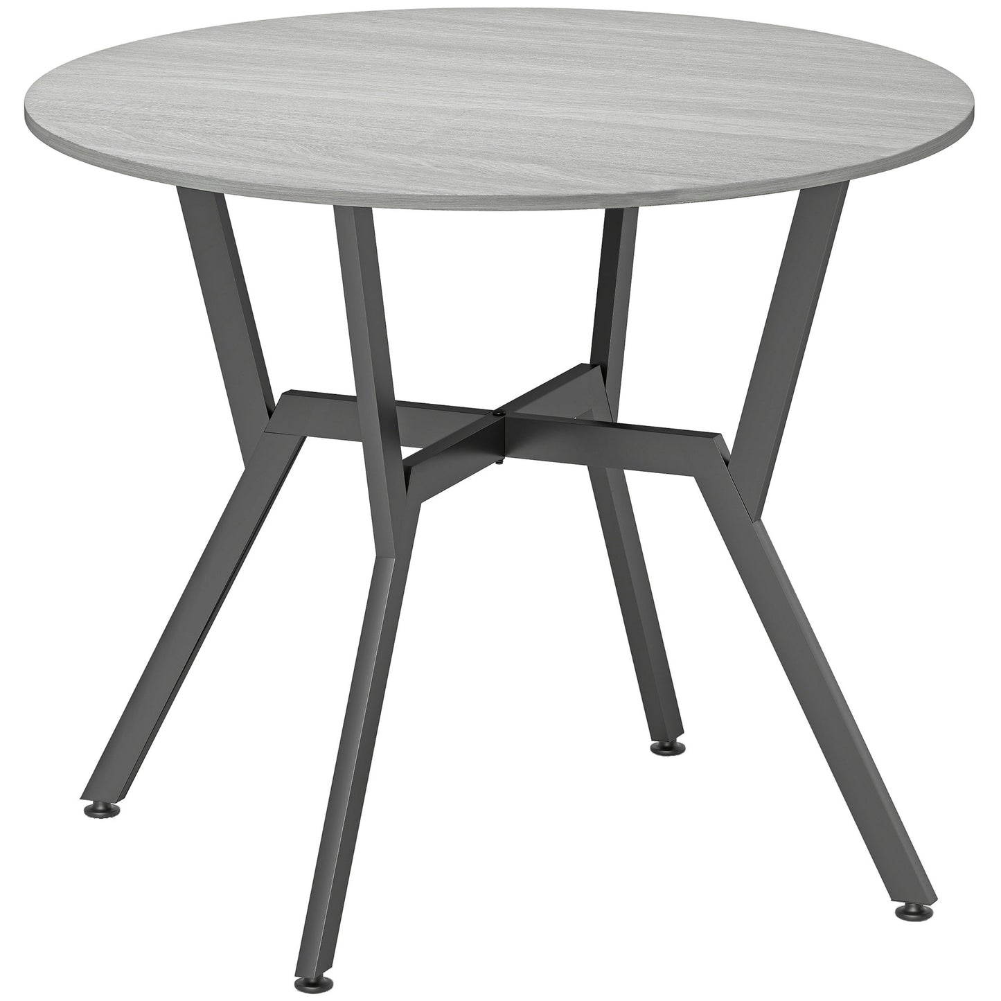 Dining Table, Round Kitchen Table with Black Legs, Anti-slip Foot Pads for Living Room, Dining Room 90 x 76 cm