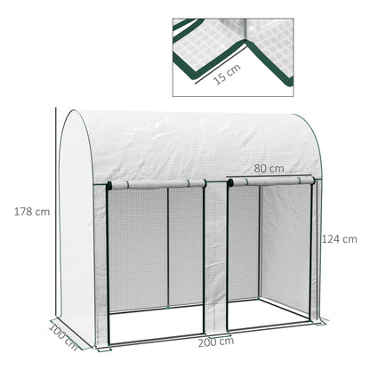 Outsunny Walk-In Greenhouse W/  Zipped Roll Up Doors, Plastic Cover And Arched Top for Tomatoes, Flowers, Vegetables and Herbs - White