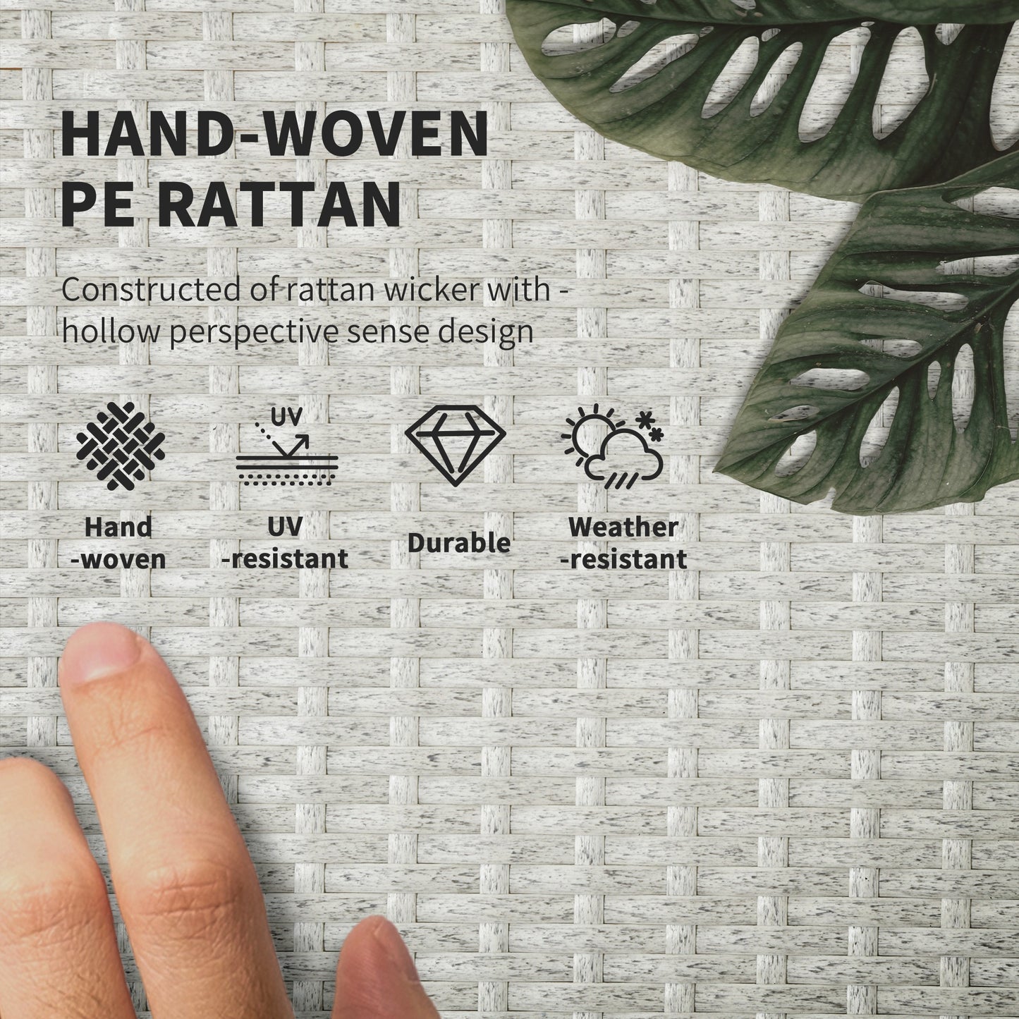 3-piece PE Rattan Patio Sun Lounger Set with Adjustable 5-Position Recline With Cushions, Headrests, Glass Top Square Coffee Table, Light Grey