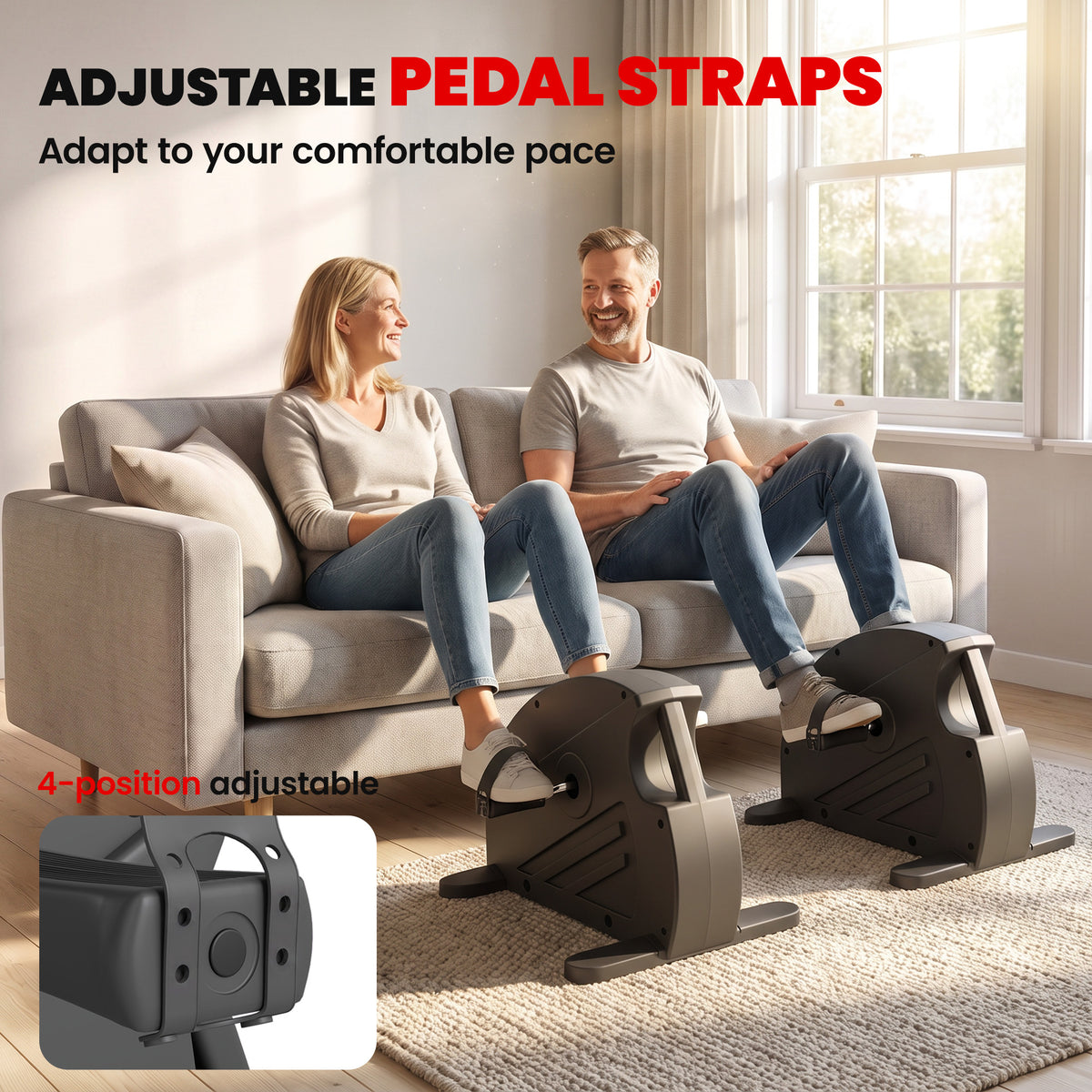 SPORTNOW Mini Pedal Exercise Bike | Black | 41x40x29cm | Stepless Resistance | LCD Display | 4-Level Pedal Straps | Carry Handle | Leg & Arm Use | 120kg | CE Certified | Home Workout