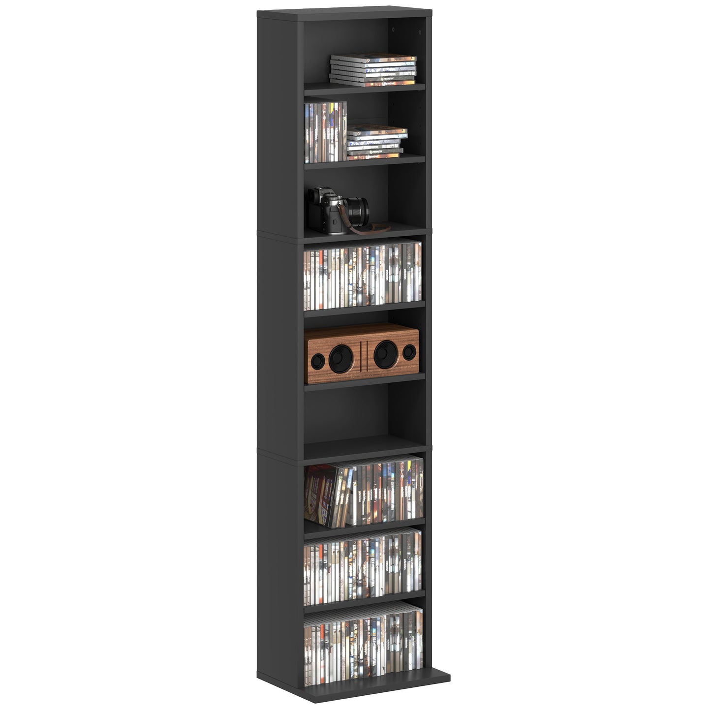 Homcom 260 Narrow CD Storage Unit - Grey / Black / White
