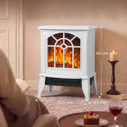 Electric Fireplace Stove | White Freestanding 2000W Heater with 3D LED Flame Effect