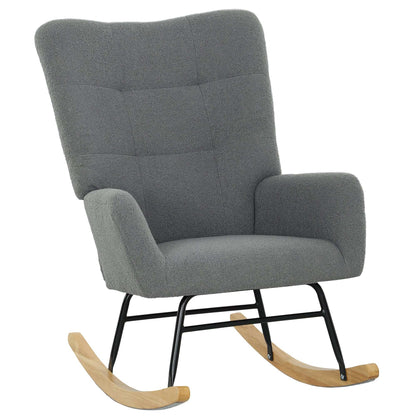 Retro Vintage Style Teddy Fleece Rocking Chair - Grey