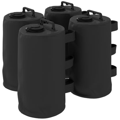 Set of 4 Gazebo Weight Bags | 10L Water or 13kg Sand | 500D PVC | Adjustable Straps 25-70mm Legs | Foldable | Black