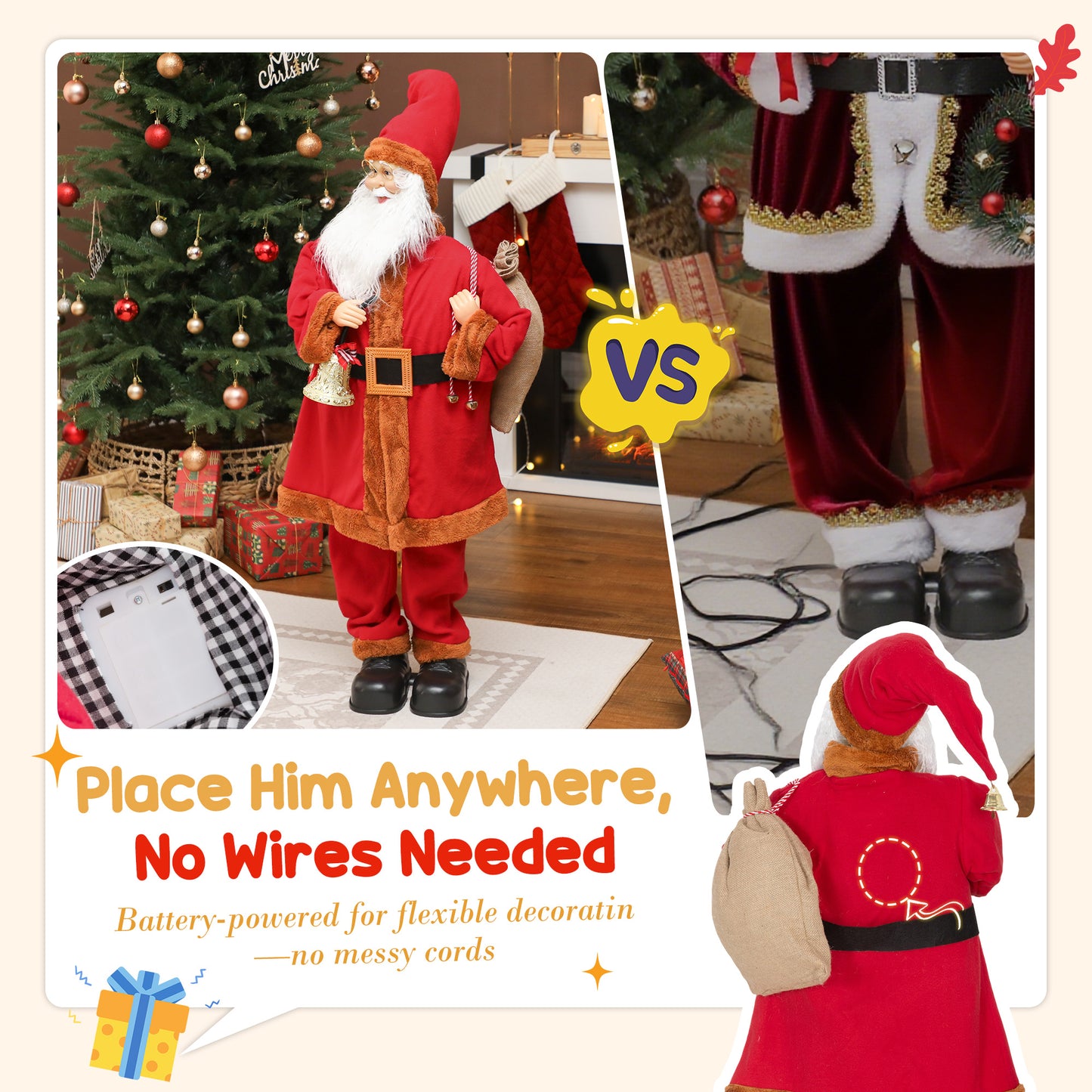 Singing and Dancing Santa Claus with Bell and Sack