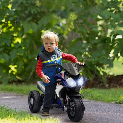 6V Kids Electric Ride-On Motorcycle | 3-Wheel Stable Design | 25W Motor | 0-3 km/h | LED Headlight | Music & Horn | 45 Min Ride | Max 25kg | Age 3-8 | 86x42x52cm | Blue or Pink
