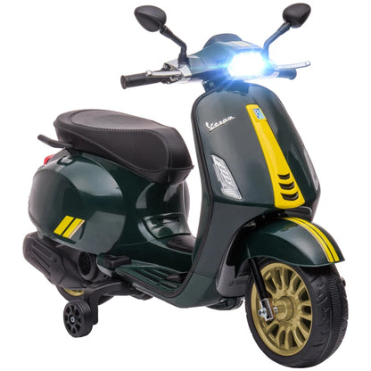 AIYAPLAY 12V Vespa Licensed Kids Electric Motorbike w/ Music, Headlights, FM Radio, for 3-6 Years