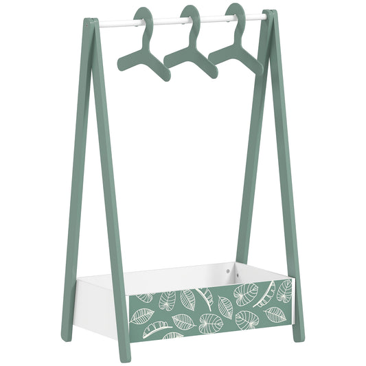 AIYAPLAY Baby Clothing Rack with Hangers, Storage Shelf for Bedroom, Leaf Theme, for Ages 3-6, Green / Pink