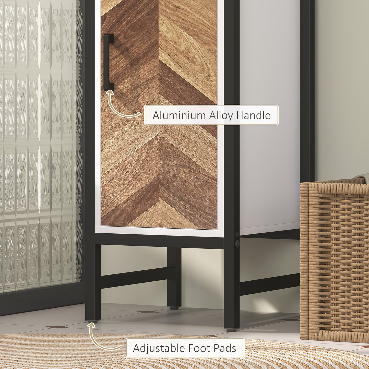 Tall Bathroom Cabinet with 3 Shelves, Slim Storage Cabinet with Adjustable Shelf, Narrow Tallboy Cupboard, Bathroom Storage Unit for Kitchen, Living Room, Hallway, 30 x 30 x 170 cm