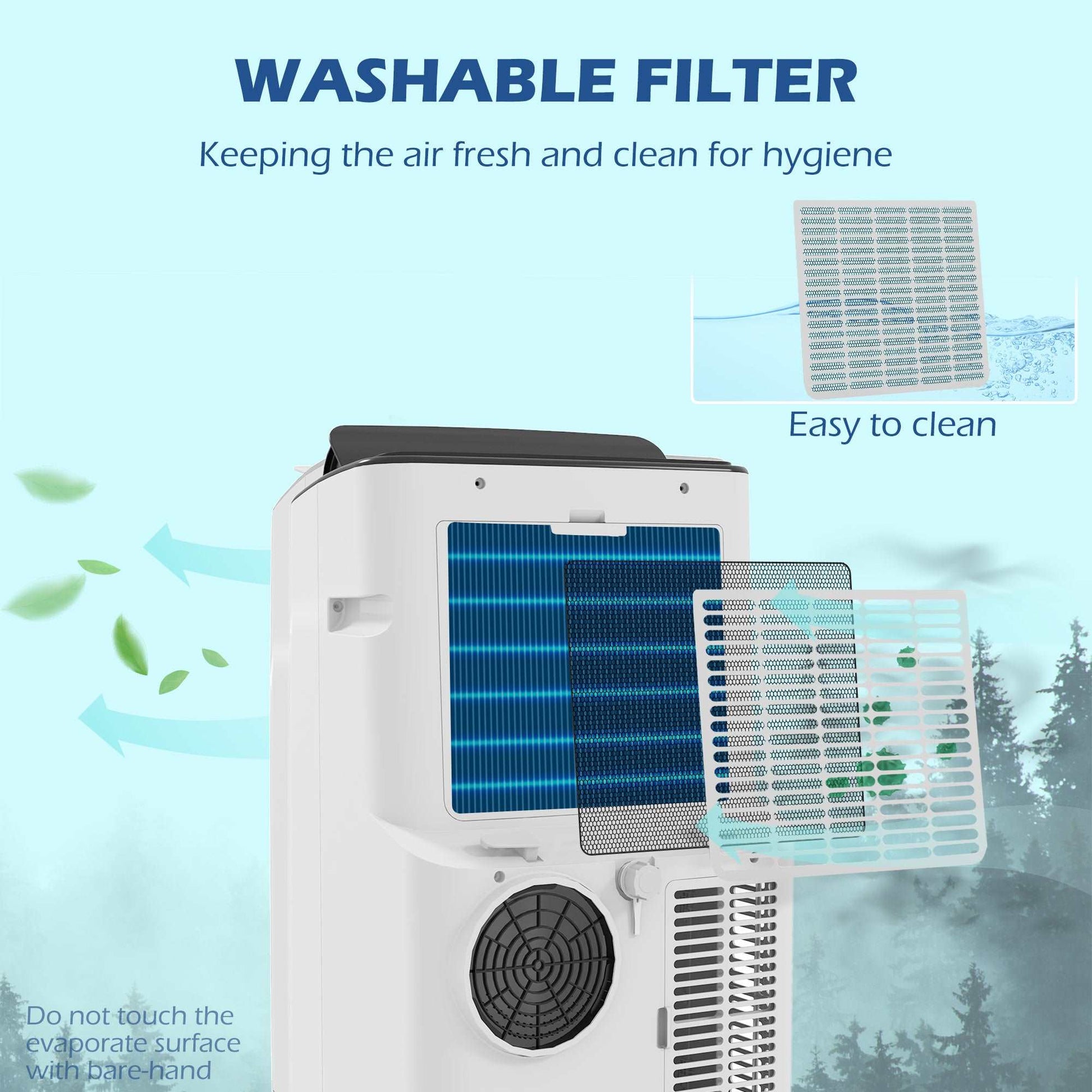 14,000 BTU Mobile Air Conditioner for Room up to 35m², Smart Home WiFi Compatible, with Dehumidifier, Fan, 24H Timer