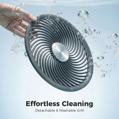 Pedestal Standing Fan | Turbo Mode | 20dB Sleep Mode | 8 Speeds | 16m³/min Airflow | 90° Oscillation | Aromatherapy Pad | Detachable Washable Grill | 5m Remote | 12H Timer | 50W | 83-107cm | Grey