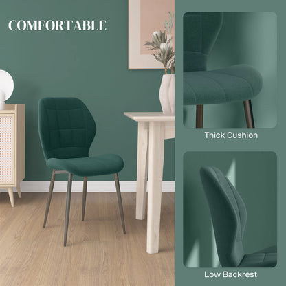 Retro Style Set of Four Flannel Relaxed Tub Dining Chairs - Green