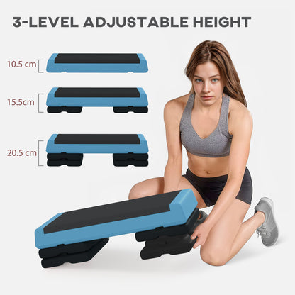 SPORTNOW Fitness Stepper, 3-Height Adjustable Aerobic Step, Non-Slip Exercise Step Board for Home Gym Office Workout, 10.5cm, 15.5cm, 20.5cm
