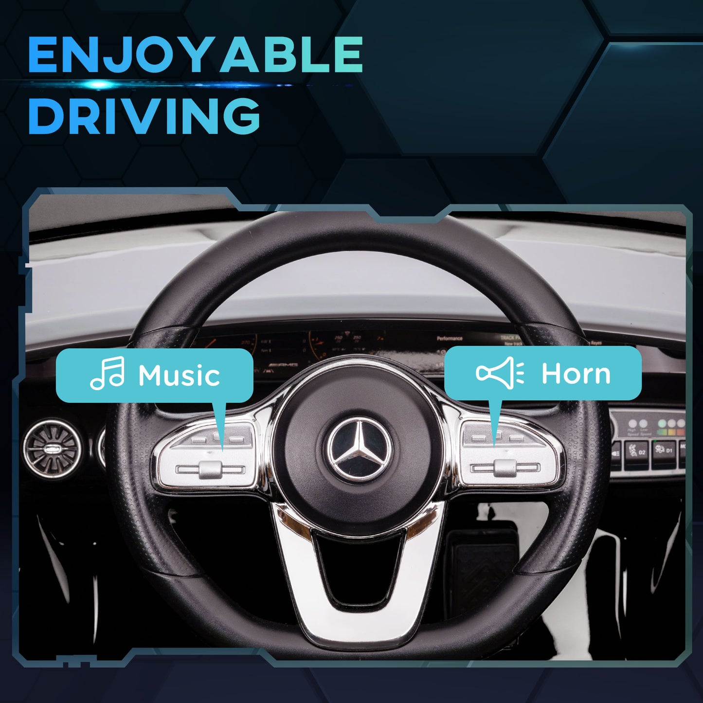 Mercedes-AMG CLA 45 Licensed 12V Kids Electric Car Ride on Car w/ Remote, Suspension Lights Music Horn - Black