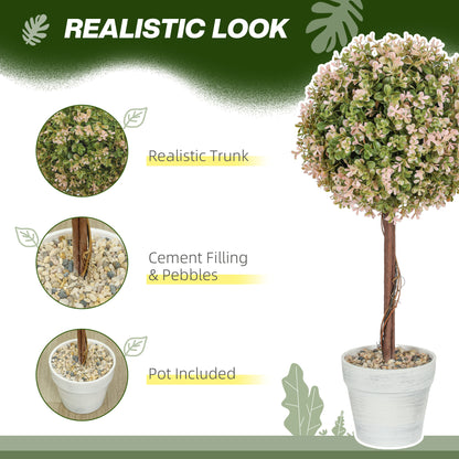 Set of 2 Decorative Artificial Plants, Murraya Flowers in Pot, Fake Plants for Home Indoor outdoor Decor, 60cm, Cream White