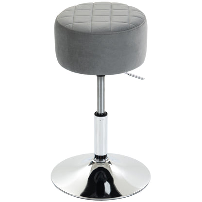 Adjustable Swivel Bar Stool | Velvet-Feel Seat | 17cm Cushion | Gas Lift 51–66cm | 360° Swivel | 120kg | Black / Grey
