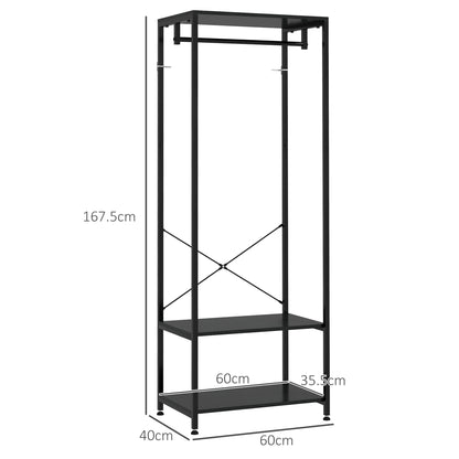 Hallway Coat Rack and Shoe Bench Tree - Black