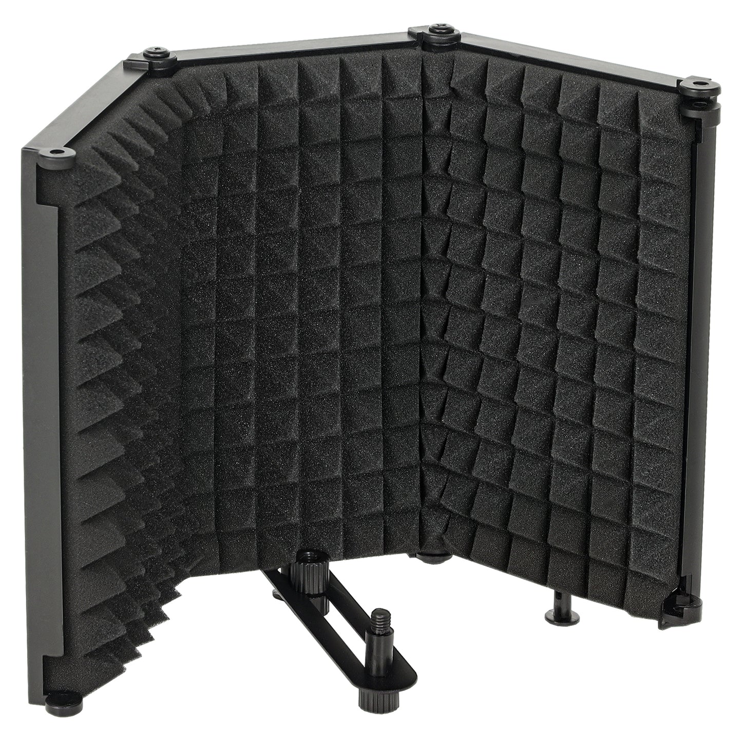 Studio Microphone Isolation Shield, Foldable Adjustable Recording Studio Equipment, 3-Panel High Density Absorbent Foam Shield with 3/8" Threaded Mount, Black