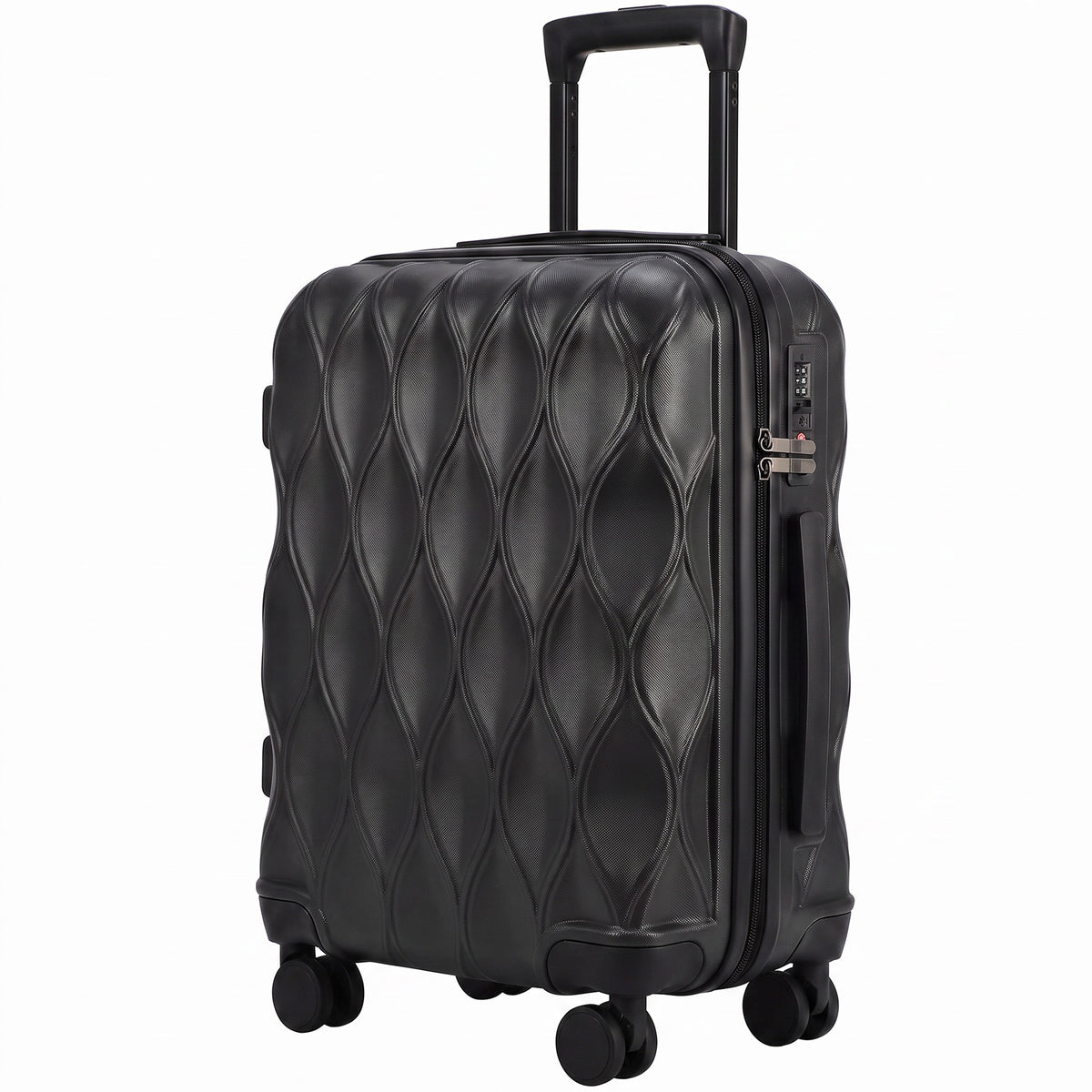 41L Cabin Suitcase | ABS Hard Shell Frosted Finish | TSA 3-Digit Lock | 4 Detachable 360° Spinner Wheels | Aluminium Telescopic Handle | 36x23x56cm | 8kg Capacity | Green / Black