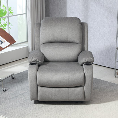 Microfibre Manual Reclining Armchair, with Footrest - Grey
