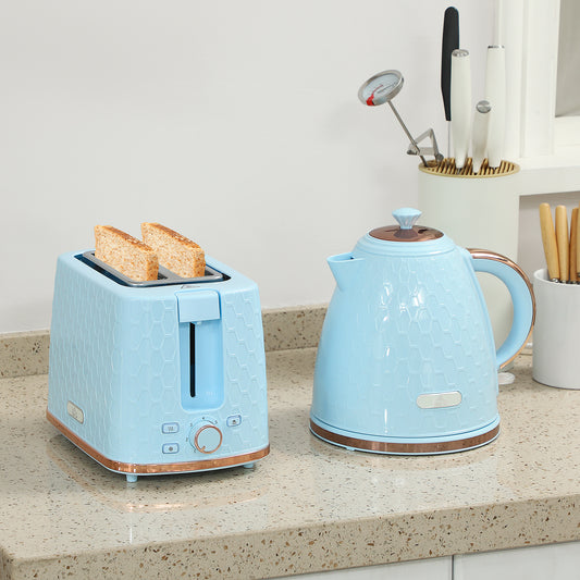 1.7L 3000W Fast Boil Kettle & 2 Slice Toaster Set, Kettle and Toaster Set with Auto Shut Off, Browning Controls