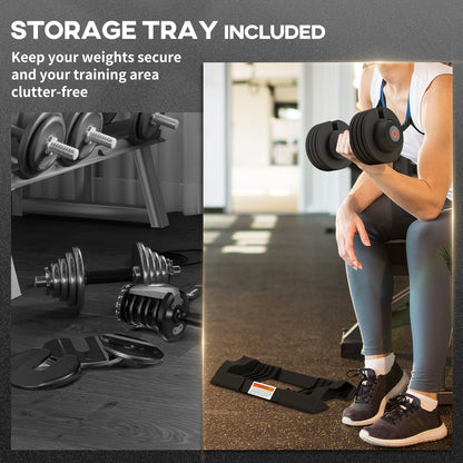 SPORTNOW Adjustable Dumbbells Set, 4-in-1 Weights Set with Storage Tray and Non-Slip Handle, 7KG 13KG 18KG 24KG
