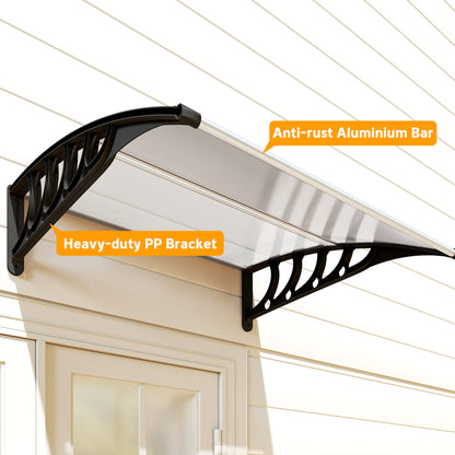 Front Door Canopy, Outdoor Awning, Rain Shelter for Window, Porch and Front/Back Door, 103 x 96.5 cm, Clear