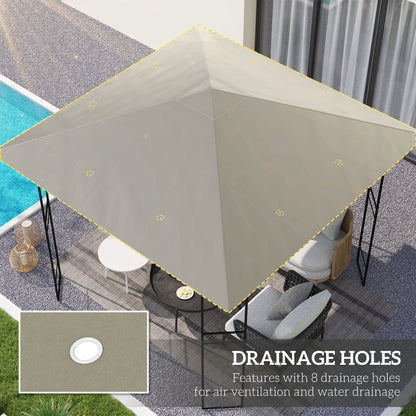3x3m Gazebo Replacement Canopy Top | 600D Oxford Fabric | UPF30+ PA Coating | Hook & Loop Fasteners | Drainage Holes | Fits Outsunny 01-0867 Series Only | 300x300cm | Grey